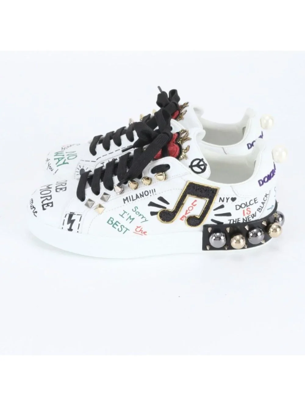 Dolce & Gabbana D&G Portofino Leather Low Cut Sneakers 37.5 Equivalen